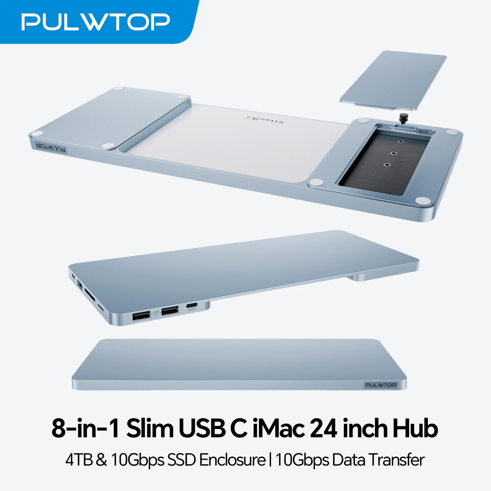 

PULWTOP USB C Hub for iMac 24 inch M1 M3 M4, iMac Accessories with M.2 SSD(SSD Not Included), USB A/C 10Gbps, USB A 2.0, SD/TF