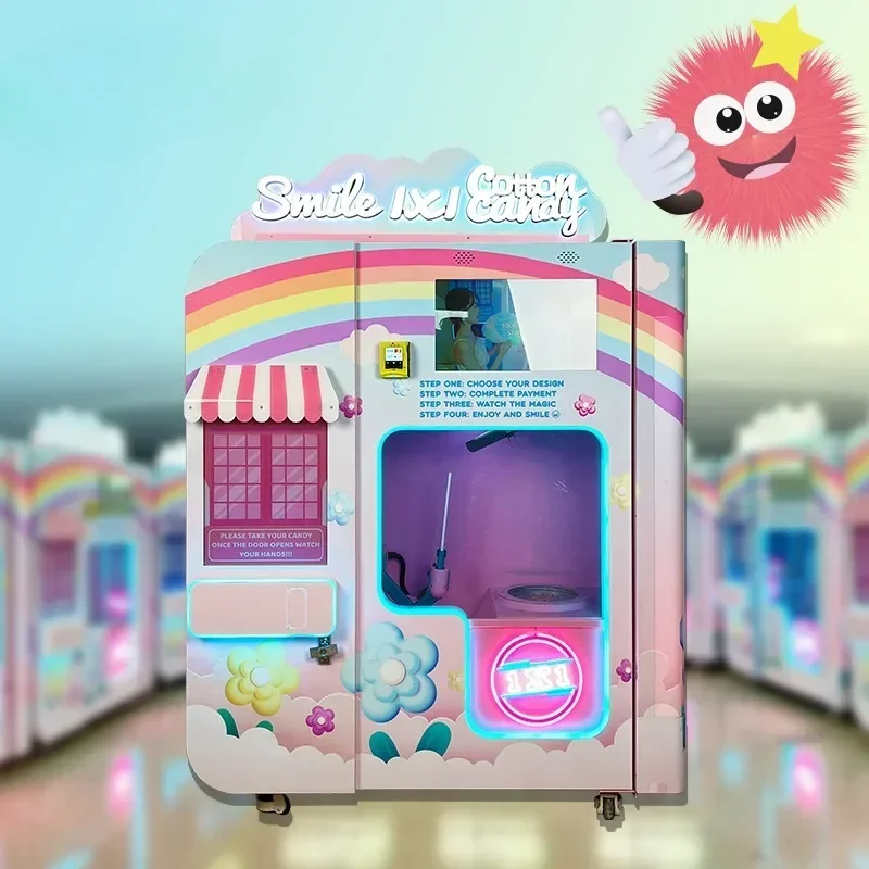 Hot Sale 2024 Automated Cotton Candy Machine Pink&Blue Custom Candy Floss Maker