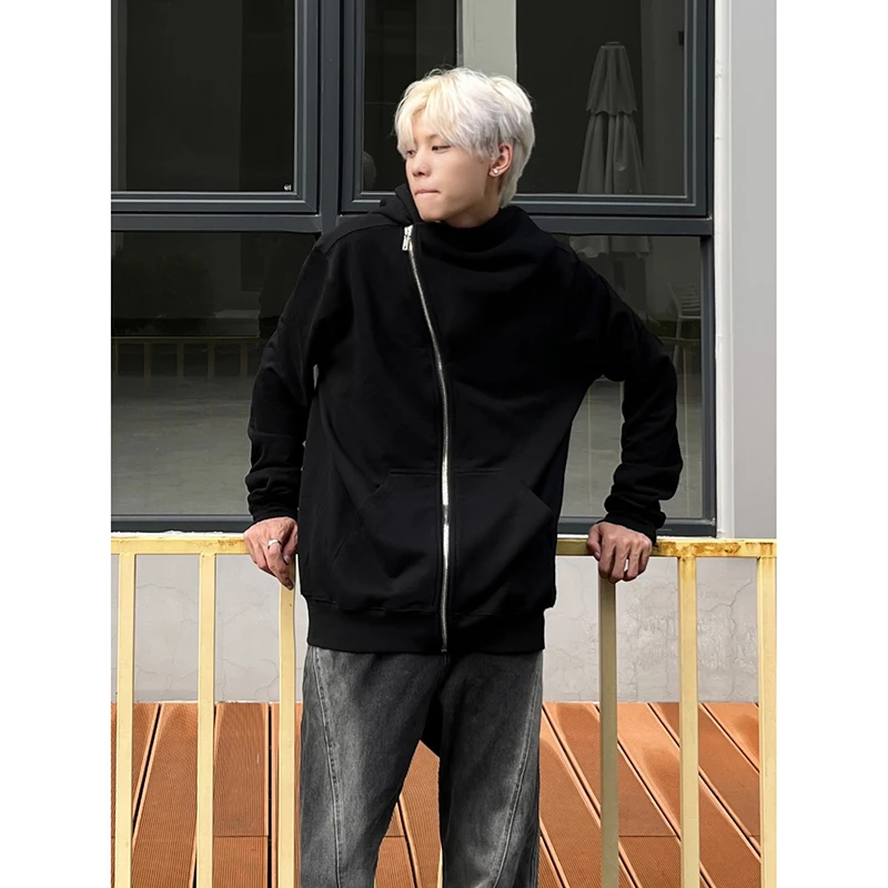 Men Hooded Cotton Zipper Sweatshirt High quality High Street Loose Unisex Oversize Fashion Pullover Hoodie Owen Seak RO Cloth