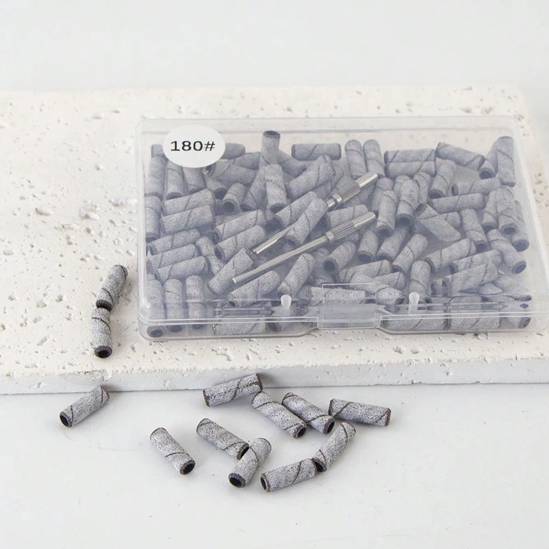 ネイルドリル用サンディングバンド50個、マンドレルビットセット2個付き、ジェルマニキュアとペディキュア用