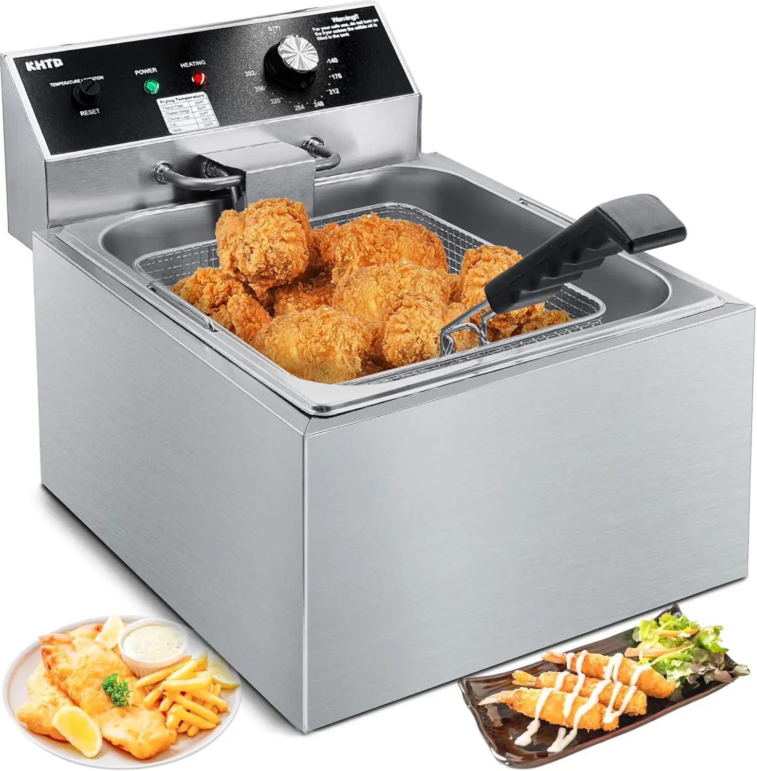 Deep Fryer, 11.6QT/11L Extra Large Electric Stainless Steel Oil Fryer with Baskets, with Temperature Contr