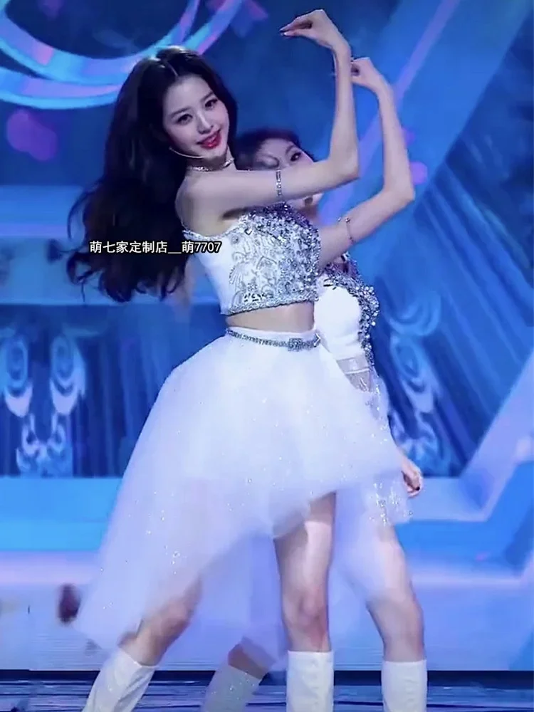 

Kpop Stage WonYoung Same Sexy Diamond Dress Женская одежда на бретельках Тонкое платье-футляр без рукавов Весна-лето Мини-платье