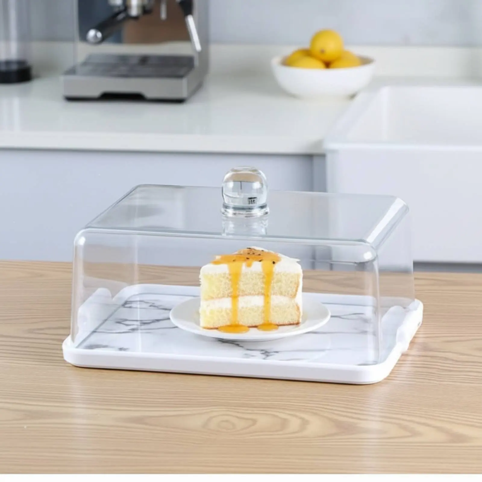 Rectangular Cake Cover Particle-Resistant Buffet Display Cover Rectangular Lidded Cake Tray Long-Lasting Transparent Food