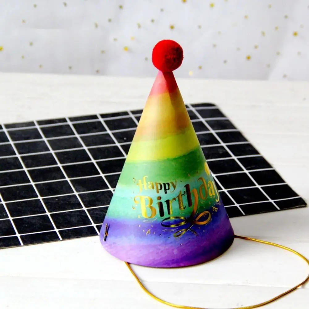 Happy Birthday Paper Birthday Crown Hat Party Decoration Rainbow Series Birthday Party Hats Party Home Supplies