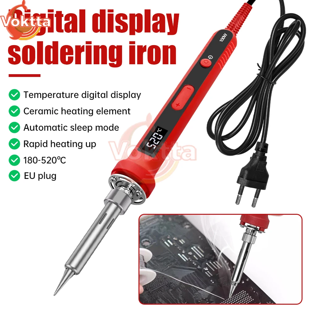 

100W Electric Soldering Iron Protable Digital Temp Adjustment Automatic Sleep Internal Thermal Ceramic Heating Welding Tools