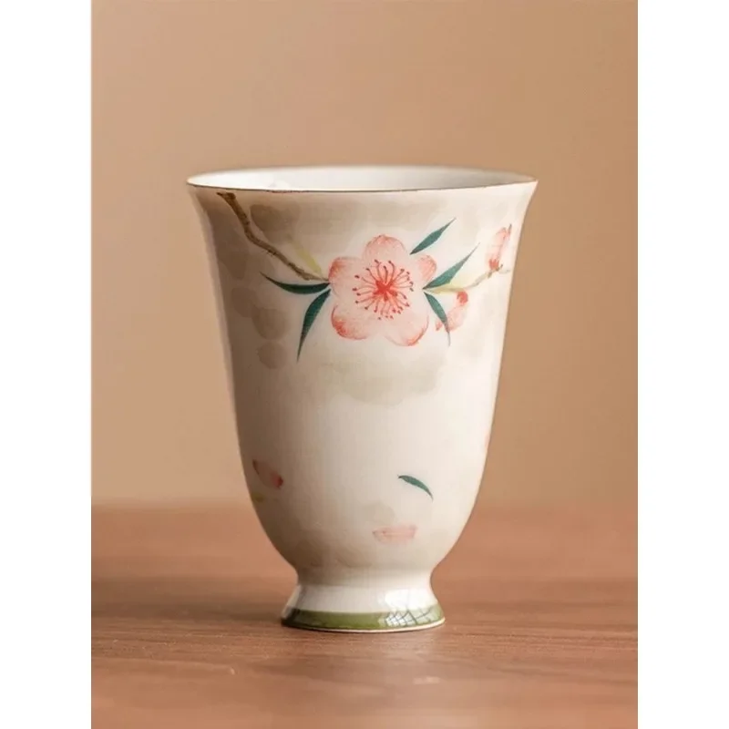 

Ручная роспись главная чашка с цветком персика, чайная чашка, керамическая одинарная ароматная чашка