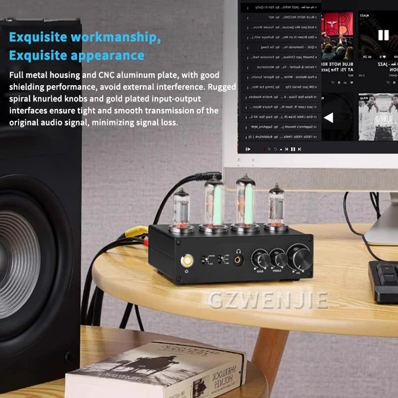 T9 Mini 6E2 MM/MC Phono Stage Turntable Preamp HiFi Stereo Audio Vacuum Tube Preamplifier Dekstop Headphone Amp