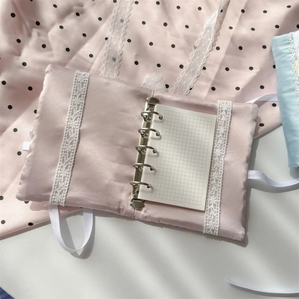 New 5 Holes Design Loose Leaf Notebook Cover M5 Size Korean Style Lace Bow Cover Scrapbook Cover Stationery Use