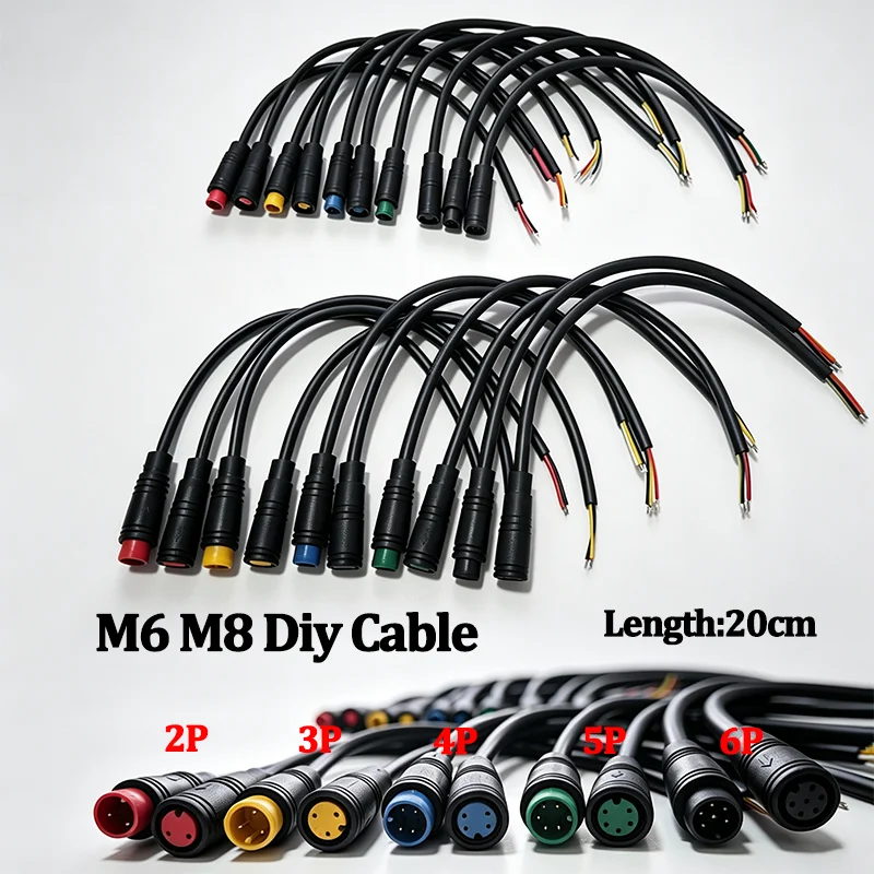 M6 M8 Waterproof Wire 2/3/4/5/6 Pin Core 6mm 8mm Male Female Connector Julet Sensor Electric Bicycle Butt Joint Plug DIY Cable