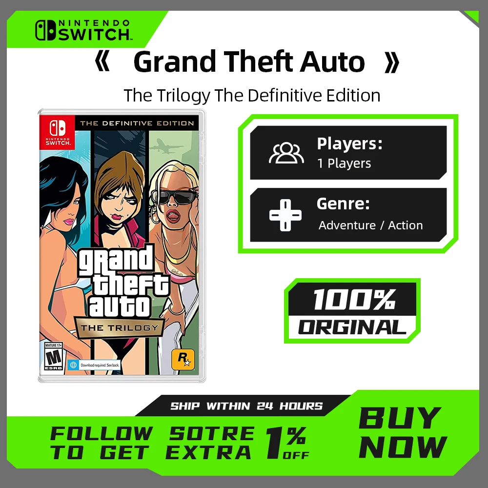 Nintendo Switch Games - Grand Theft Auto The Trilogy The Definitive Edition Official Physical Game Card GTA Game for Switch