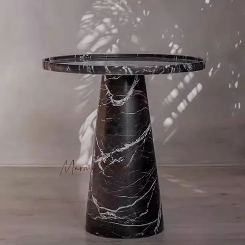 

Nordic light luxury natural marble side villa designer model room coffee table living room balcony small table