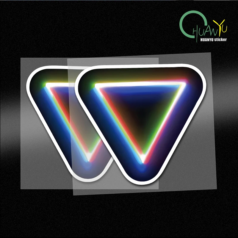 Car reflective stickers, mood slicing, neon blur effect, triangle spectrum, flat waterproof stickers, motorcycle stickers