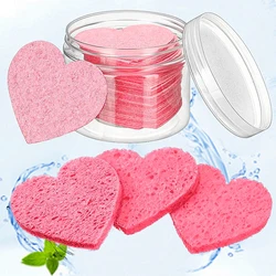 10 Pieces Of Heart-Shaped Fiber Sponge Facial Exfoliation Natural Sponge Facial Cleansing Massage Pores Exfoliation Makeup