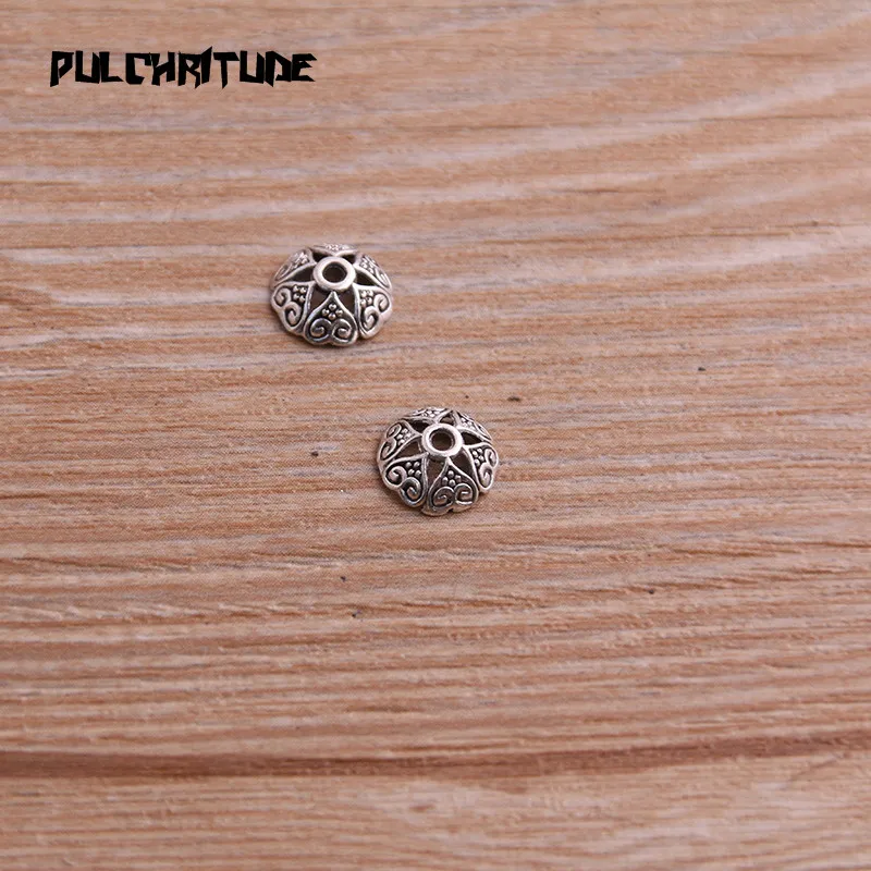 100pcs 3*8*8mm Two Color Receptacle Hollow MINI Flower DIY Spaced Jewelry Accessories Charms For Jewelry Making