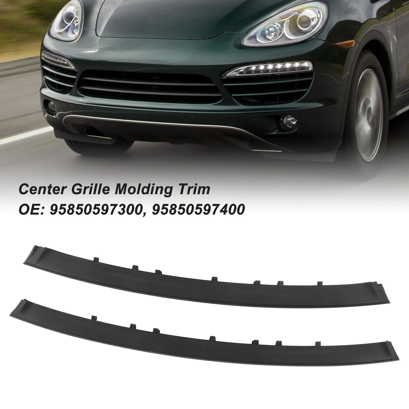 2pcs Front Bumper Center Grille Molding Trim 95850597300 For Cayenne 958 2010 To 2014