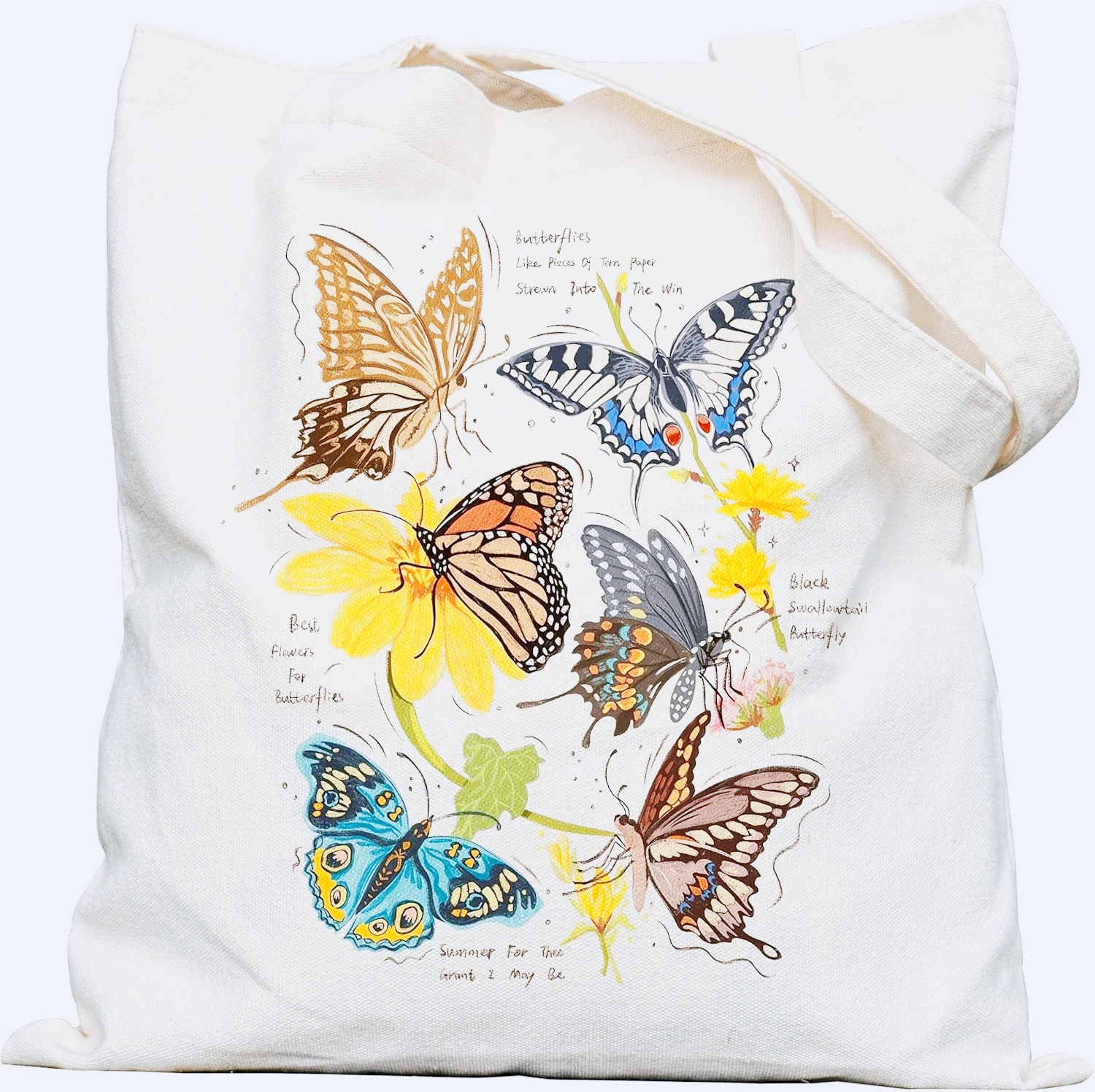 

Ladies' Canvas Shoulder Bag with Butterfly and Flower Print Design Casual and Fashionable Handbag Daily Casual and Portable