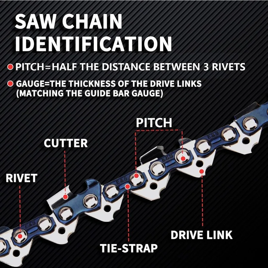 E e S Confezione da 3 catene per motoseghe da 10 pollici 3/8" LP Passo.043" Calibro 40 maglie di trasmissione Catene per motoseghe semi-scalpello per Husqvarna Poulan