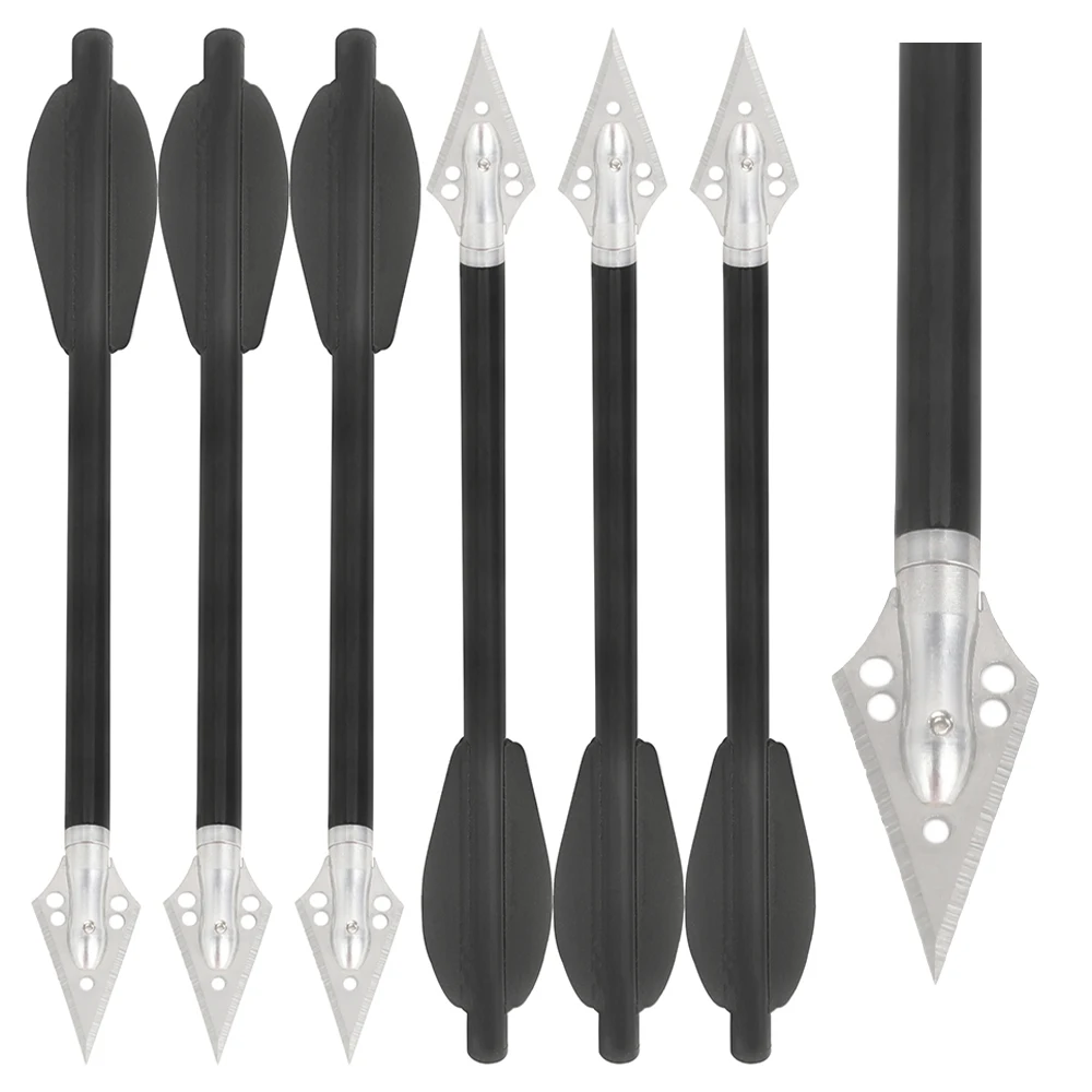 6 قطعة سهام ألومنيوم للرماية أطراف فولاذية قابلة للاستبدال 6.3 بوصة مع دوارات 1.8 بوصة لممارسة الصيد والنشاب والرماية الهدف Acc #1