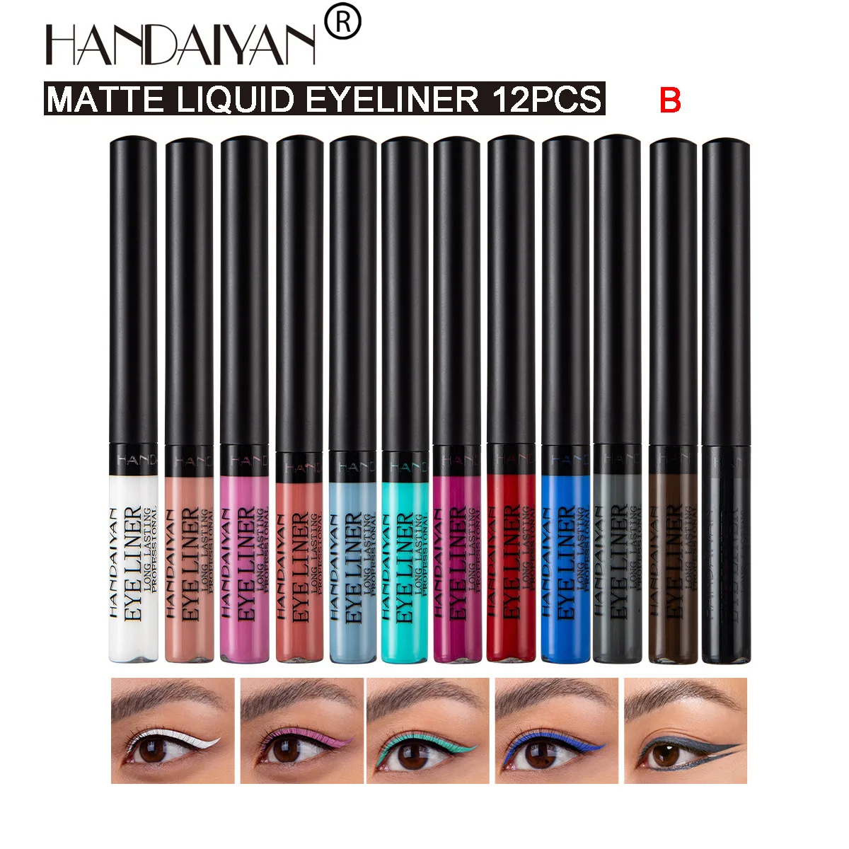 Luminous Eyeliner Kit 12 สี/แพ็ค Matte Waterproof Liquid สีสัน Eye Liner ดินสอชุดแต่งหน้าเครื่องสําอางสีติดทนนาน