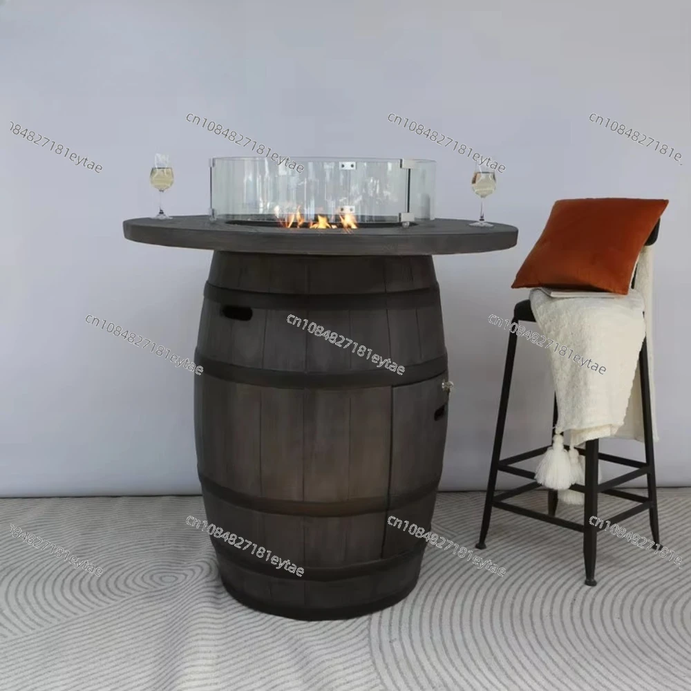 Terrace Bar Fire Table Gas Pit Hotel Outdoor Country Barrel Fire Table