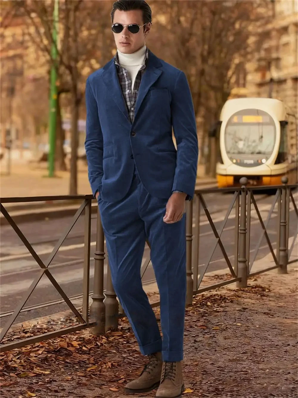 

Мужской костюм в британском стиле, винтажный комплект из вельвета (куртка+брюки), осенне-зимний деловой повседневный костюм (куртка и брюки)