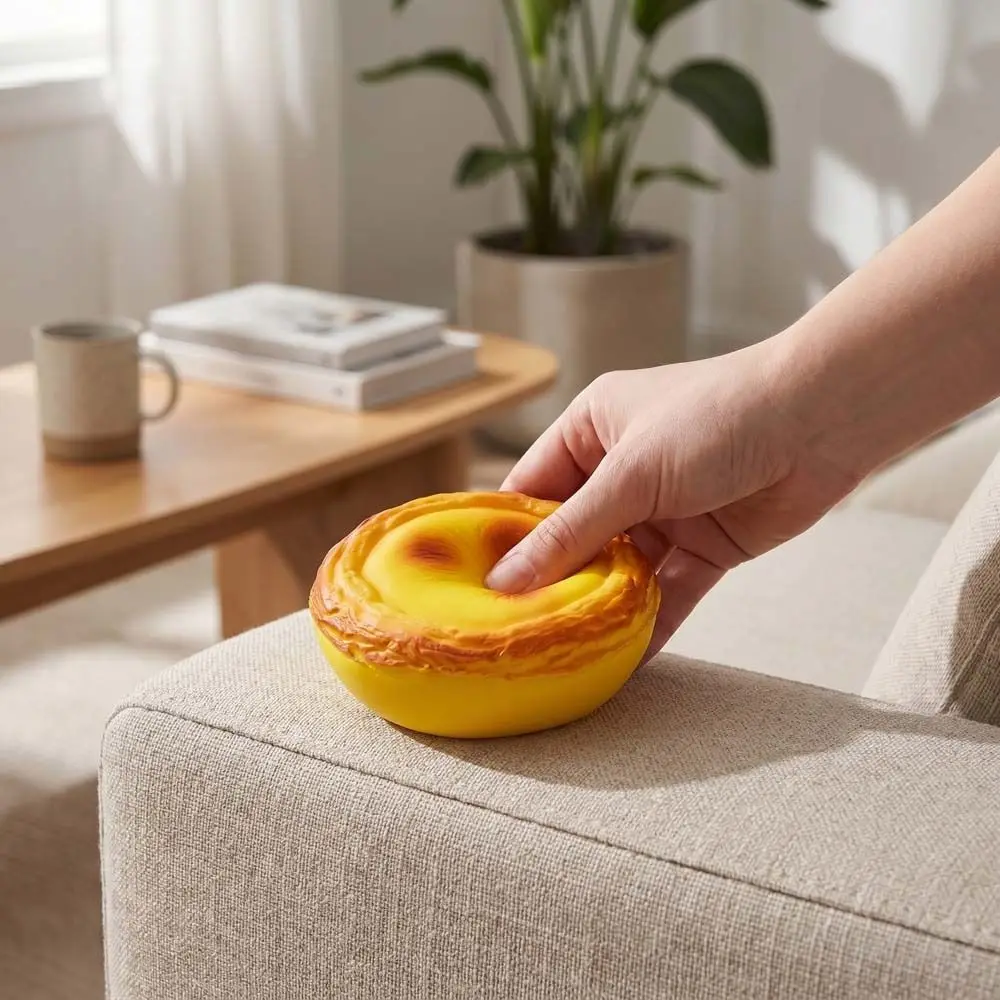 Slow Rising Egg Tart Squishy Toy Hand Relax Bouncing Fluid Simulation Toy Sticky Pinch Egg Tart Rebound Toy Office Workers