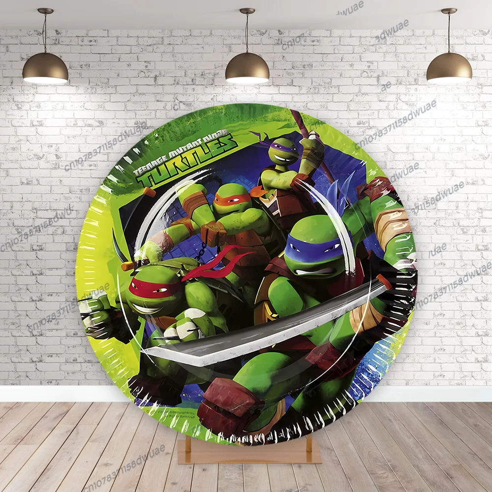 Teenage Mutant Ninja Turtles Birthday Party Photo Background ﻿Baby Shower  Round Photo Backdrop