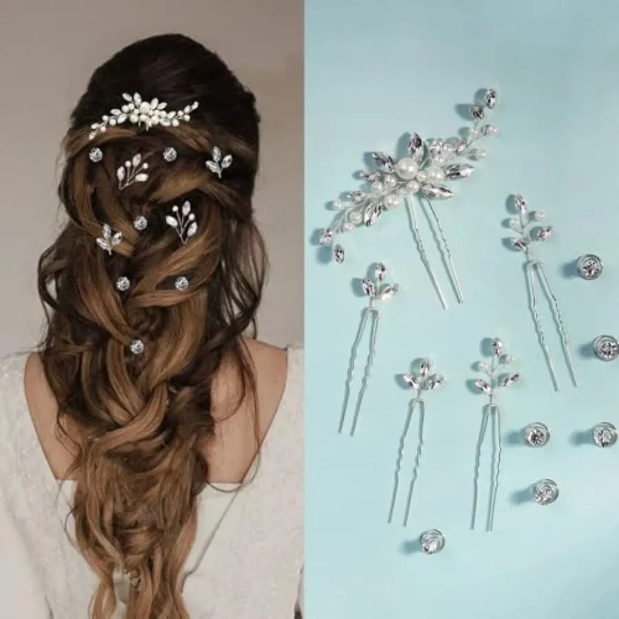 

11 Pieces Wedding Hair Accessories Pearl Crystal Bridal Hair Pins HairPieces for Brides Vintage Decorations for Bride Bridesmai