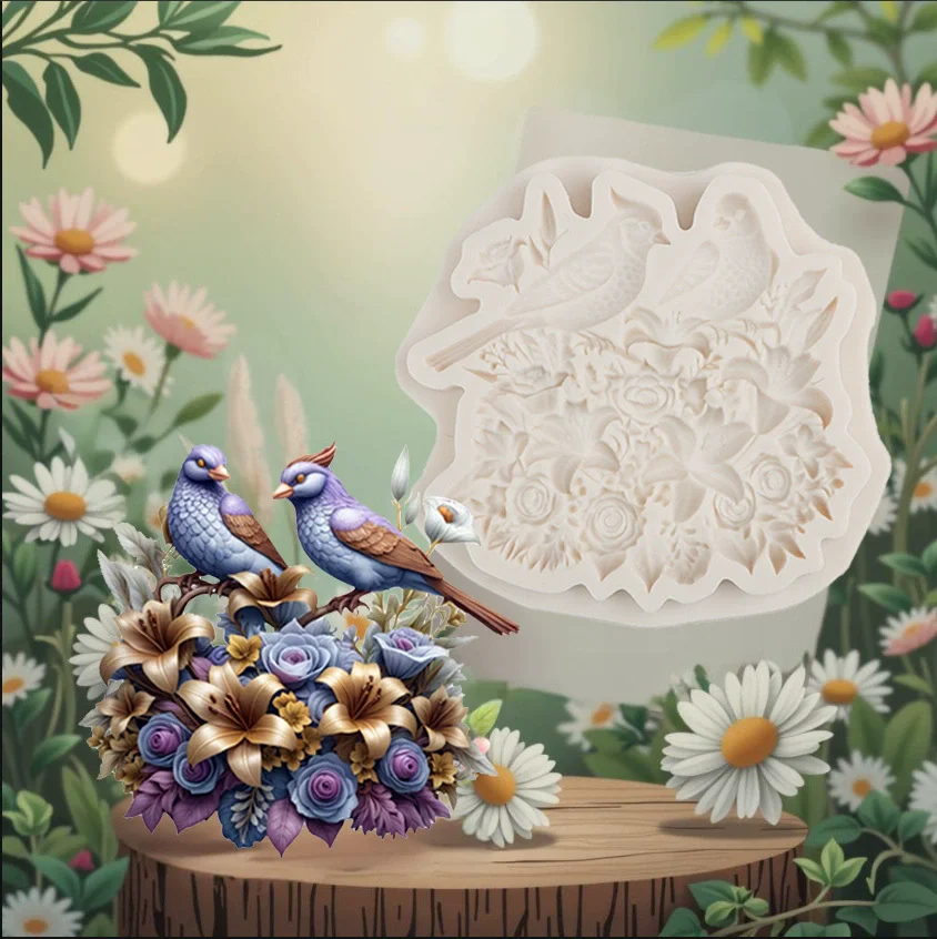 Vogel Silikonform DIY Blume Fondant Kuchen Dekorieren Werkzeug Sugarcraft Schokolade Harz Ton Kerze Form Backwerkzeuge