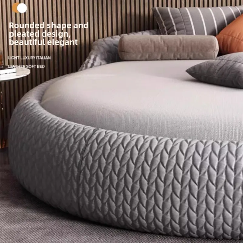 Waterproof cat claw technology cloth round bed  modern simple master bedroom wedding bed hotel couple cama de casal furniture - view 6