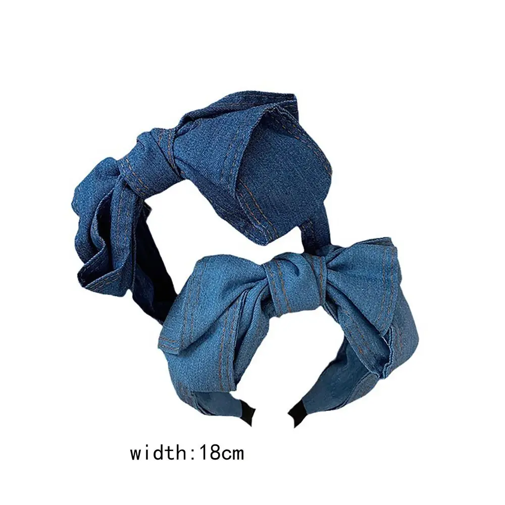Butterfly knot hair band, high-end denim French hair accessories temperament hair band for woman