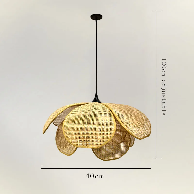 Petal Pendant Light E27 Hand Woven Rattan Pendant Lamp Indoor Dining Bedroom Living Room Chandelier Artistic Atmosp Home Dreoc