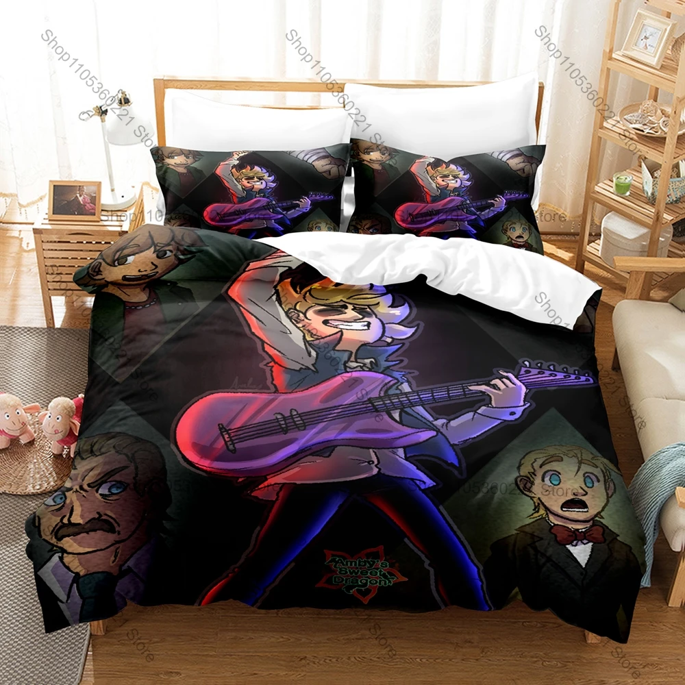Cool Metal Family Duvet Cover + 2 Pillowcases Biker Mom Victoria Punk Rock Print Soft Quilt Cover Set Metal Music Themed Bedroom