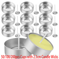Aluminum Tea Lights Cups,Metal Tea Light Tins with Candle Wicks Empty Candle Jars Candle Containers Candle Mold for Candle Lover