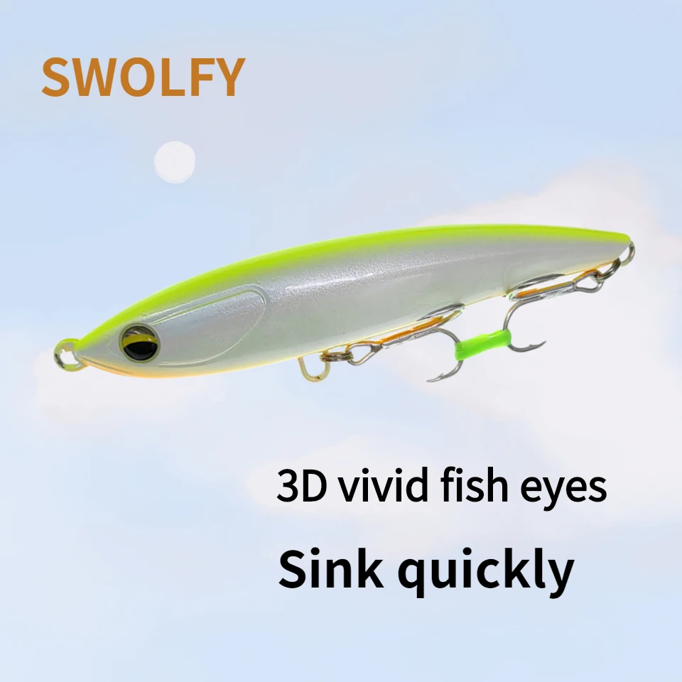 SWOLFY  Sinking Pencil Fishing Lures 105mm 28g Long Casting Stickbait Wobblers Hard Bait Winter Sea Saltwater Fishing Tackle