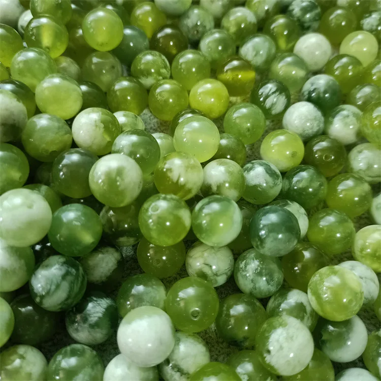 10piece milk green round 8/10/12/15/16mm nature wholesale FULL HOLE