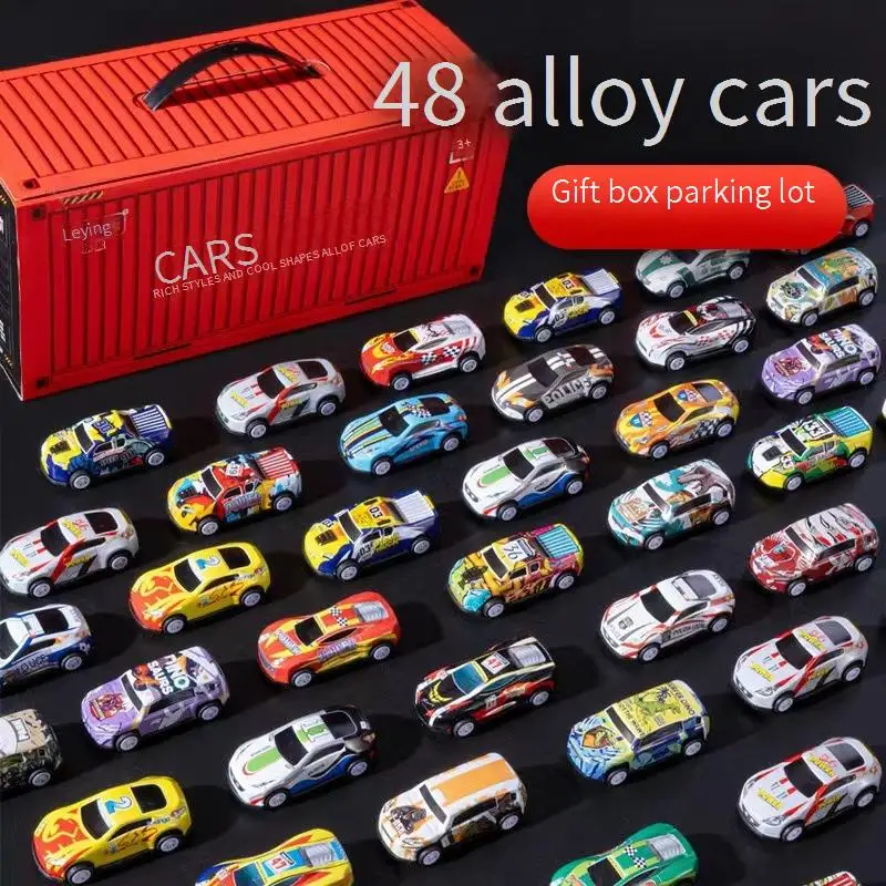 48 mini Pulai car Container Children\'s gift box set Boy gift items Inertial toy car