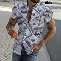 3D Print Dollar Pattern Shirts For Men Summer Short Sleeve Slim-Fit Button Up Casual Shirts Streetwear Mens Shirt Blouses Tops