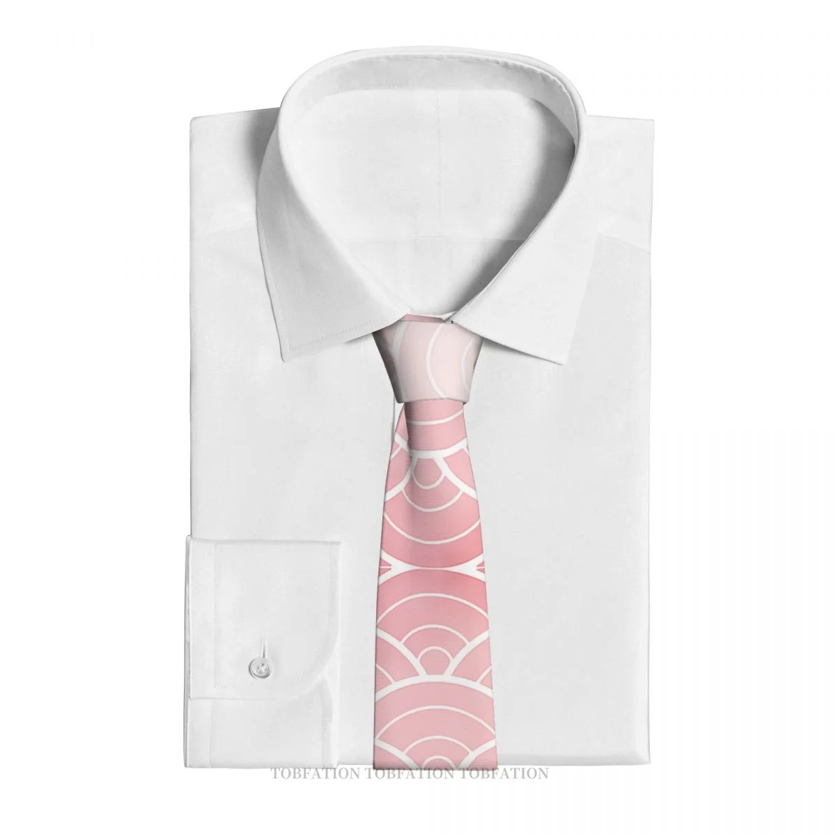 Pink Ombre Japanese Waves Pattern Print Ties Japanese Wave Casual Unisex Neck Tie Daily Wear Narrow Striped Slim Cravat