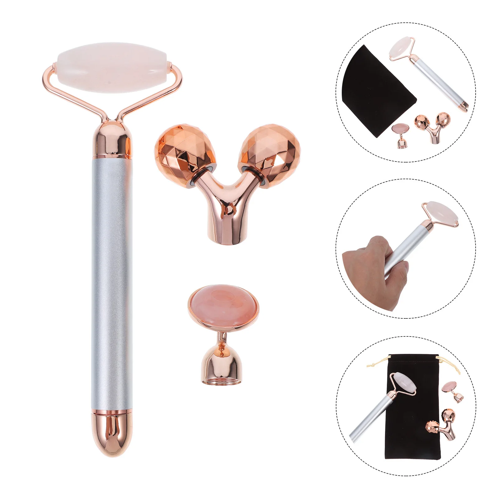 1 ชุด 3-in-1 เครื่องนวดหน้าหยก ลดเลือนริ้วรอย บำรุงผิว ให้ผิวเรียบเนียน อ่อนเยาว์ -in-1 เครื่องนวดหน้าหยก