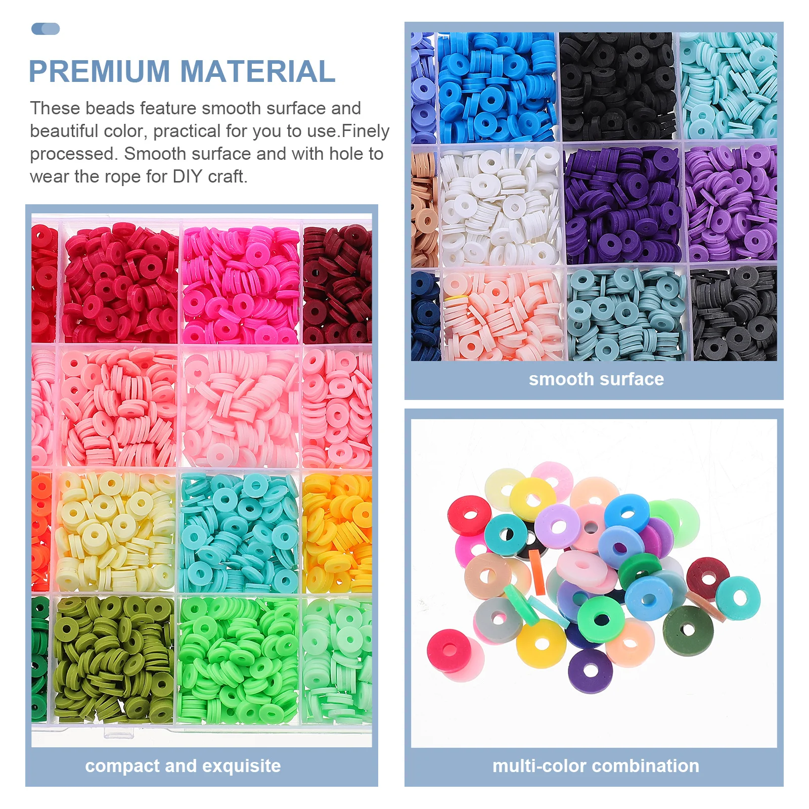 

2 Boxes Soft Clay Polymer Flat Beads DIY Bracelet Crafts Jewelry Making Spacer Charms Accessories for Handmade