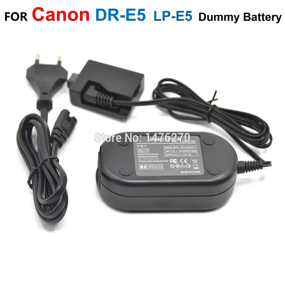 DR-E5 DC Coupler LP-E5 LPE5 Dummy Battery+ACK-E5 AC Power Adapter Charger Supply For Canon EOS 450D 500D 1000D XS XSi T1i Camera