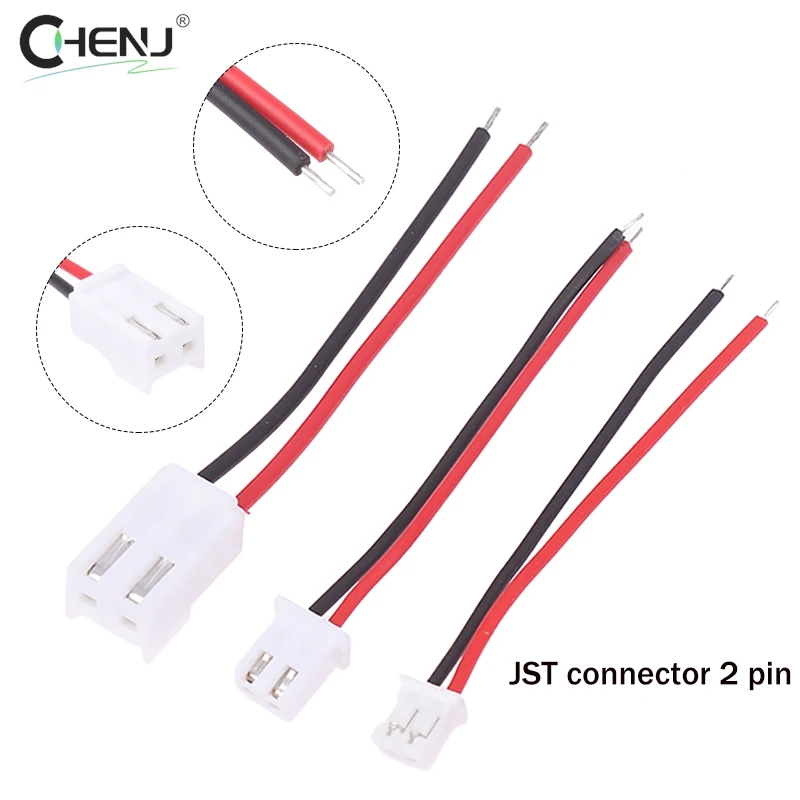 10Pcs/set Small Mini JST 1.0/1.25/1.5/2.0/2.54/3.96mm PH 2.0mm XH 2.54mm 2 Pin Male Female Plug Jack Connector Cable Wire