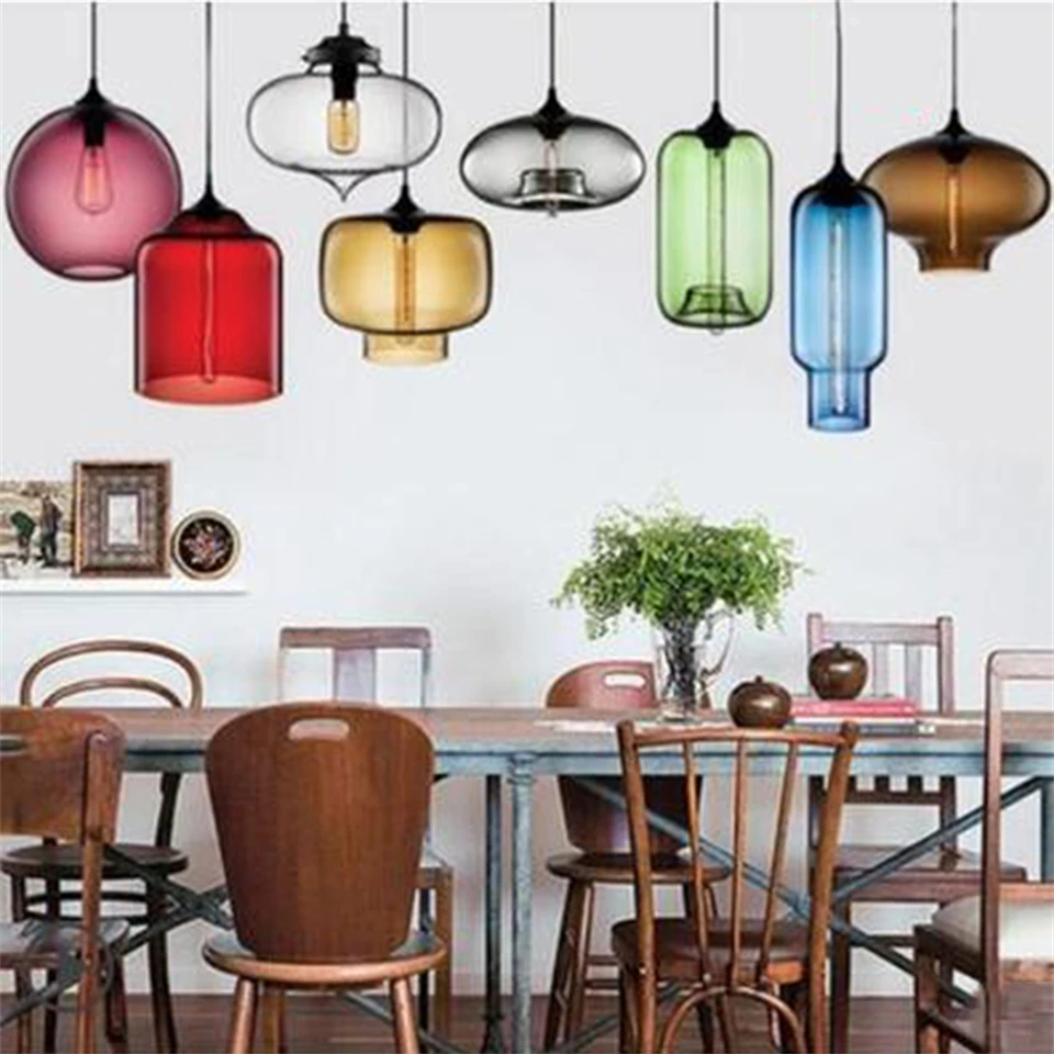 

Nordic Loft Led Pendant Lamp Modern Colour Glass Pendant Lights Living Room Restaurant Bedroom Light Fixtures Luminaire Lighting