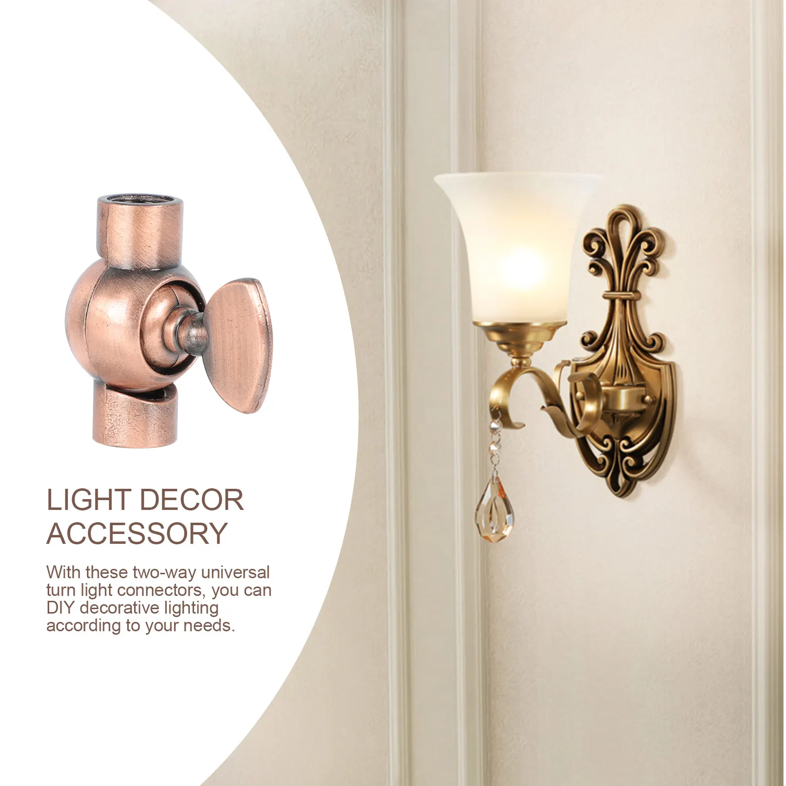 

Double way Turn Universal Connector Socket Lamp Decor Accessory Metal Durable Installation Retro Wall DIY Lighting