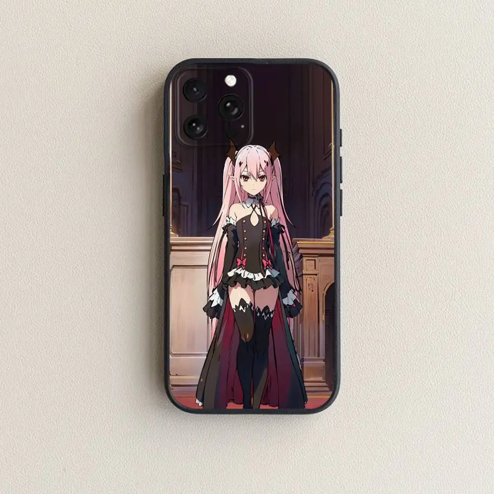 حافظة هاتف Owari no S-Seraph لهاتف iPhone 17,16,15,14,13,12,11 Plus,Pro Max,XS,X,XR,SE,Mini,8,7,غطاء أسود من السيليكون الناعم