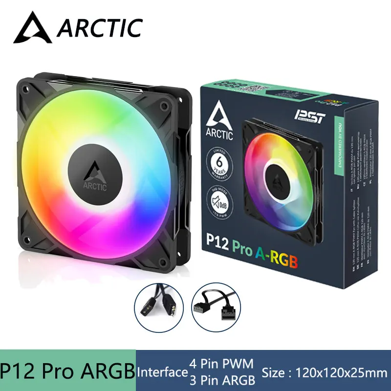 ARCTIC P12 Pro ARGB 120mm Computer Case Fan,5V 3Pin ARGB/12V 4Pin PWM High Performance Cooling Fan/Fan Speed 600-3000 RPM