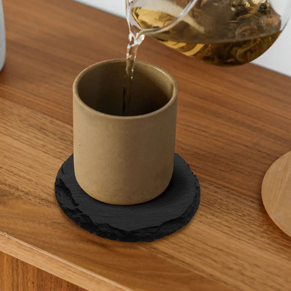 6Pcs Non Slip Stone Coasters Heat Resistant Cup Pads for Kitchen Table Decorative Drink Coaster Bulk Set