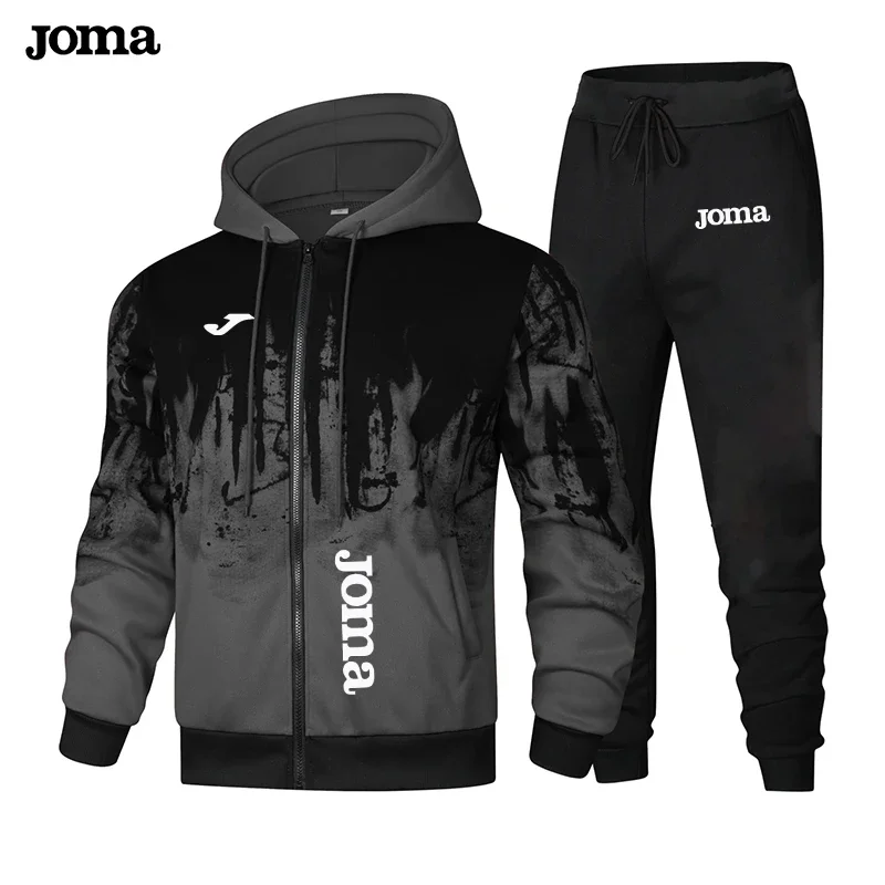 Joma Men Sweatshirts Sweatpants Versatile Men's Tracksuit Casual Comfort Fashion Daily Sports Simple Splashed Ink Hoodie Clothin
