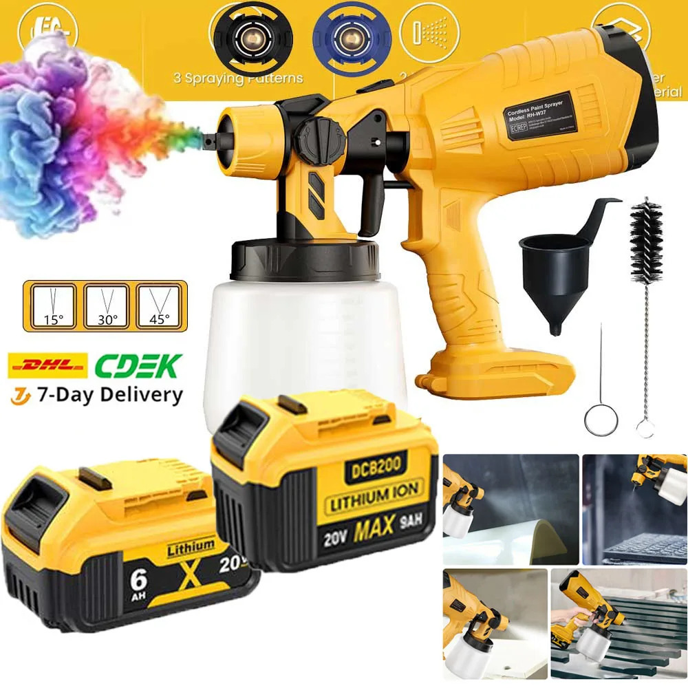 Cordless Pistola A Spruzzo Per DEWALT DCB200 18V Batteria Potente HVLP Spruzzatore di Vernice Auto Mobili Rivestimento In Acciaio Aerografo Per La Casa FAI DA TE